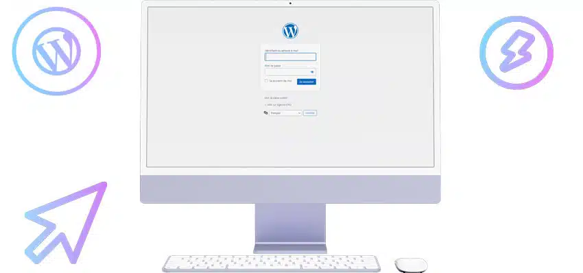 Page de connexion wordpress sur imac pour la création de site vitrine