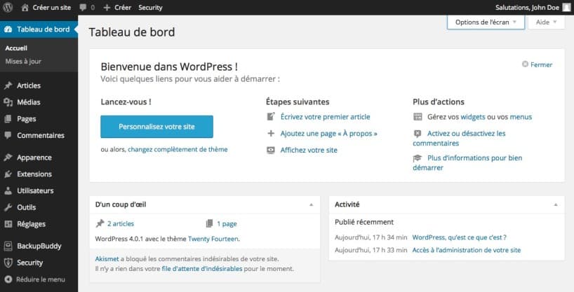 interface wordpress 1